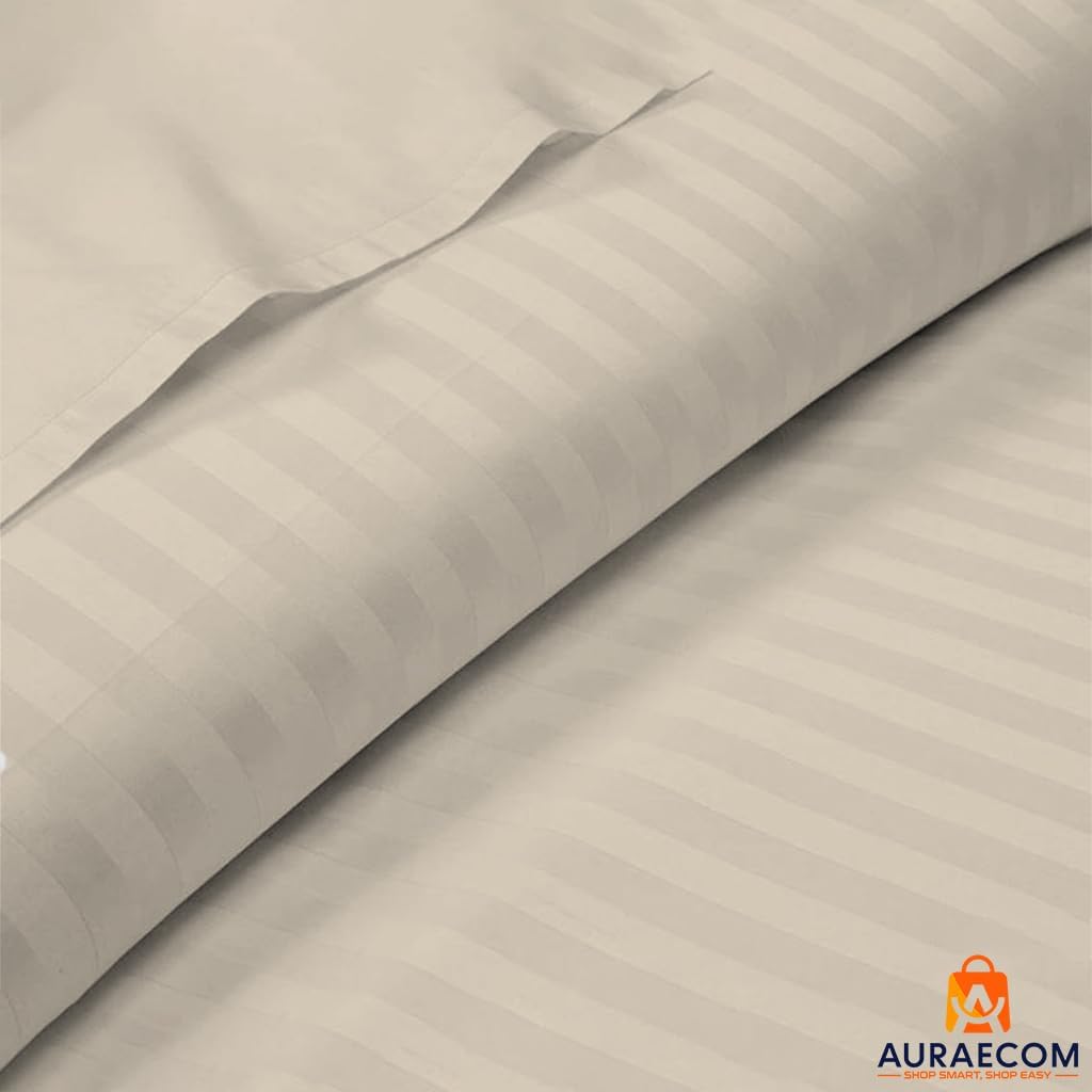 AURAECOM Basics Lightweight Super Soft Easy Care Microfiber 3-Piece Bedsheet, Fitted Bedsheet (BEIGE)