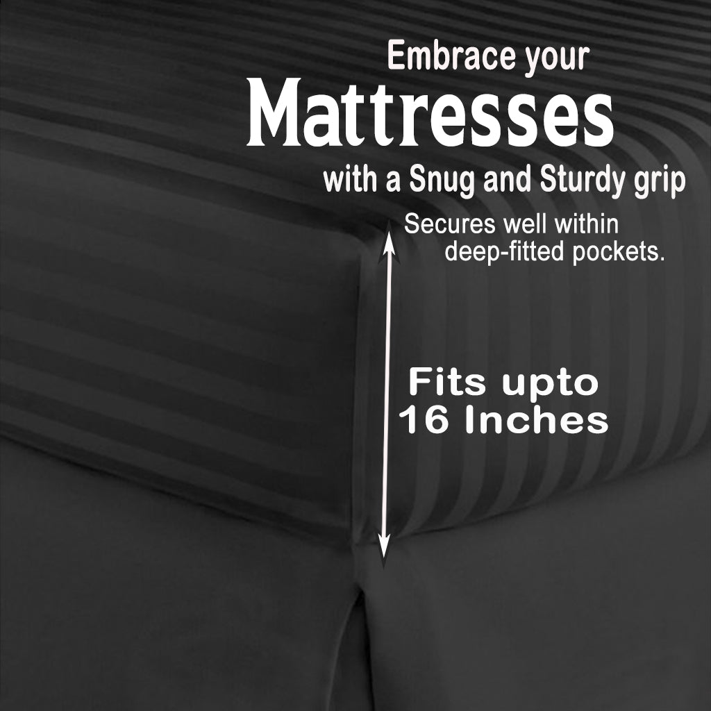 AURAECOM  Basics Lightweight Super Soft Easy Care Microfiber 3-Piece Bedsheet, Fitted Bedsheet (BLACK)